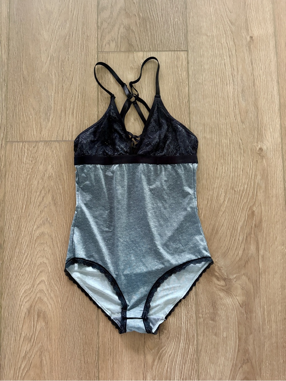 XOXO Black Lace & Silver Shimmer Bodysuit